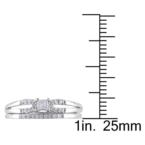  Miadora Sterling Silver 15ct TDW Diamond Split Shank Bridal Ring Set by Miadora