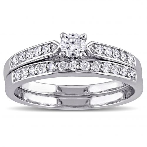  Miadora Sterling Silver 12ct TDW Diamond Bridal Ring Set (G-H, I2-I3) by Miadora