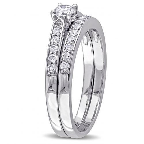  Miadora Sterling Silver 12ct TDW Diamond Bridal Ring Set (G-H, I2-I3) by Miadora