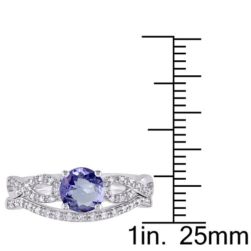  Miadora 10k White Gold Tanzanite and 16ct TDW Diamond Bridal Ring Set by Miadora