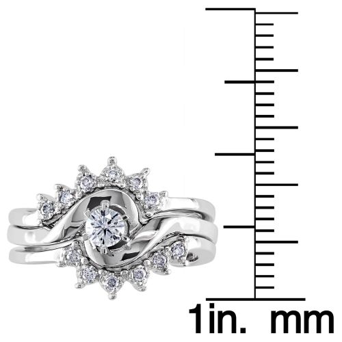  Miadora 14k White Gold 14ct TDW White Diamond Overlapping 3-Piece Bridal Set by Miadora