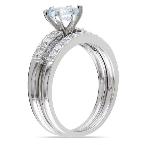  Miadora 10k Gold Gemstone and 13ct TDW Diamond Bridal Ring Set (H-I, I2-I3) by Miadora