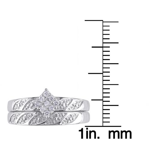  Miadora Sterling Silver 110ct TDW Diamond Cluster Engagement Ring Wedding Band Set by Miadora