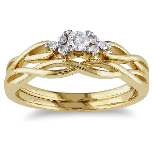  Miadora 10k Yellow Gold 16ct TDW Diamond Engagement Bridal Ring Set by Miadora