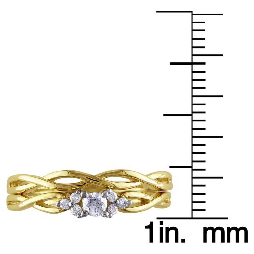  Miadora 10k Yellow Gold 16ct TDW Diamond Engagement Bridal Ring Set by Miadora