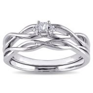 Miadora 10k White Gold Diamond Accent Infinity Princess-cut Bridal Ring Set by Miadora