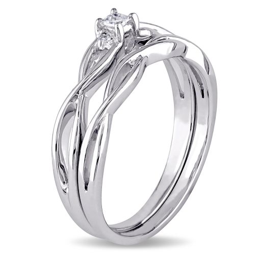  Miadora 10k White Gold Diamond Accent Infinity Princess-cut Bridal Ring Set by Miadora