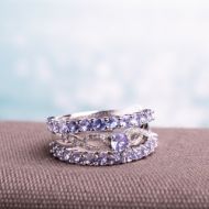 Miadora Sterling Silver Tanzanite and 1/10ct TDW Diamond 3-piece Stackable Ring Set (G-H, I2-I3) by Miadora
