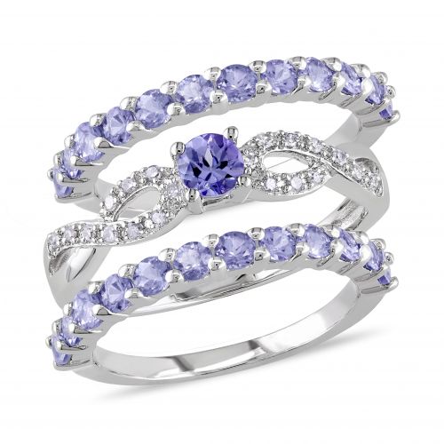  Miadora Sterling Silver Tanzanite and 110ct TDW Diamond 3-piece Stackable Ring Set (G-H, I2-I3) by Miadora