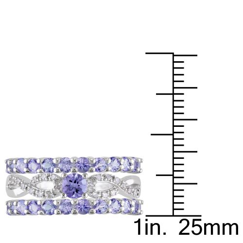  Miadora Sterling Silver Tanzanite and 110ct TDW Diamond 3-piece Stackable Ring Set (G-H, I2-I3) by Miadora