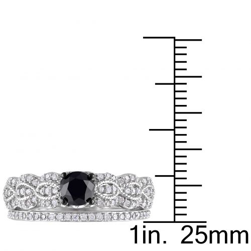  Miadora Sterling Silver 1ct TDW Black and White Diamond Infinity Engagement Ring Wedding Band Bridal by Miadora