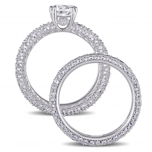  Miadora Sterling Silver Created White Sapphire Bridal Ring Set by Miadora