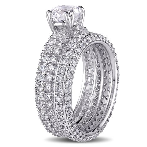  Miadora Sterling Silver Created White Sapphire Bridal Ring Set by Miadora