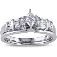 Miadora Signature Collection 14k White Gold 12ct TDW Marquise-cut and Parallel Baguette Diamond Bridal Set (G-H, I1-I2) by Miadora