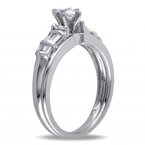  Miadora Signature Collection 14k White Gold 12ct TDW Marquise-cut and Parallel Baguette Diamond Bridal Set (G-H, I1-I2) by Miadora