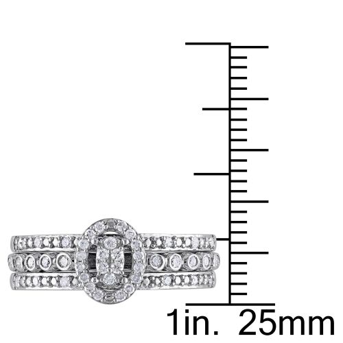  Miadora Sterling Silver 13ct TDW Oval Diamond Bridal Set by Miadora