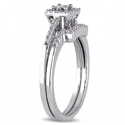  Miadora 10k White Gold 13ct TDW Princess-cut Diamond Bridal Ring Set by Miadora