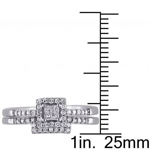  Miadora 10k White Gold 13ct TDW Princess-cut Diamond Bridal Ring Set by Miadora