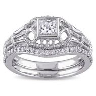 Miadora Signature Collection 14k White Gold 12ct TDW Diamond Vintage Bridal Ring Set by Miadora