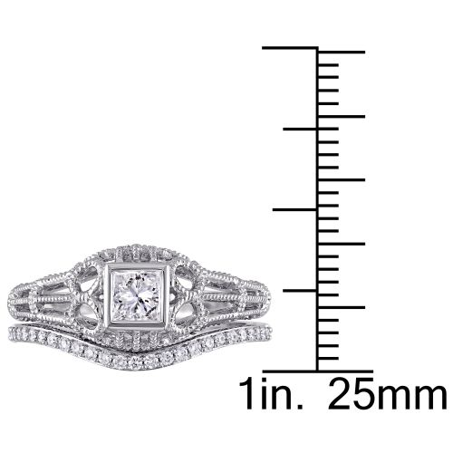  Miadora Signature Collection 14k White Gold 12ct TDW Diamond Vintage Bridal Ring Set by Miadora