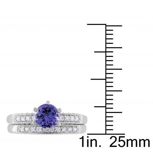  Miadora 10k Gold Tanzanite and 13ct TDW Diamond Bridal Ring Set (H-I, I2-I3) by Miadora