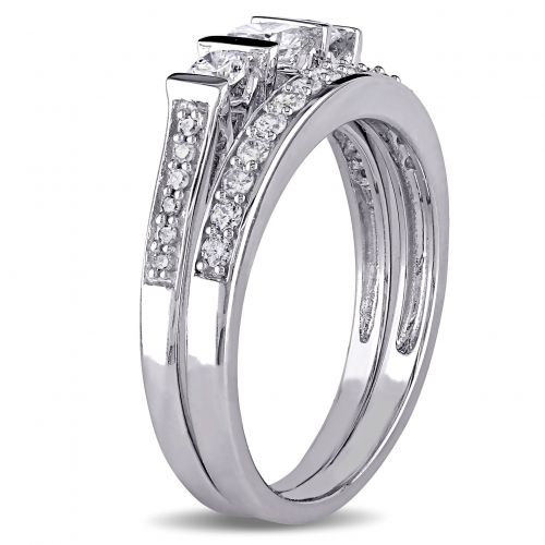  Miadora 10k White Gold 34ct TDW Diamond Bridal Ring Set by Miadora