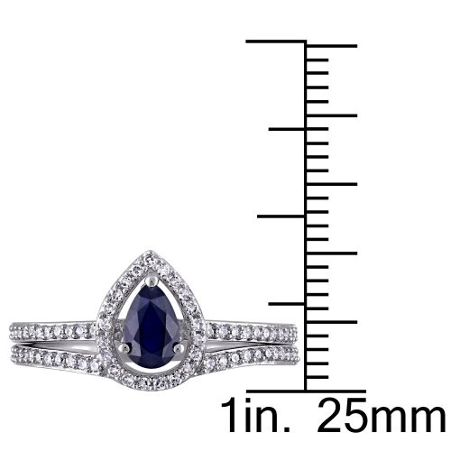  Miadora Signature Collection 14k White Gold 13ct TDW Diamond and Diffused Sapphire Bridal Set (G-H, by Miadora