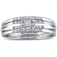 Miadora 10k White Gold 14ct TDW Princess-cut Diamond Split Shank Bridal Ring Set by Miadora