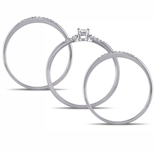  Miadora 10k White Gold 14ct TDW Princess-cut Diamond Split Shank Bridal Ring Set by Miadora