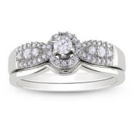 Miadora 10k White Gold 13ct TDW Diamond Bridal Ring Set by Miadora