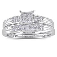 Miadora 10k White Gold 1/6ct TDW Diamond Bridal Ring Set (H-I, I2-I3) by Miadora