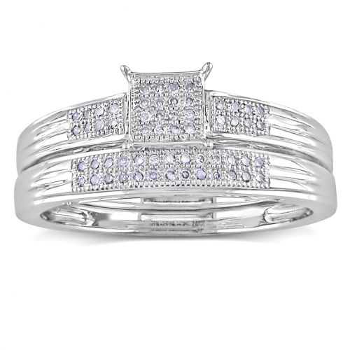  Miadora 10k White Gold 16ct TDW Diamond Bridal Ring Set (H-I, I2-I3) by Miadora