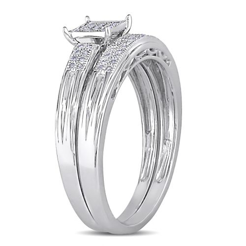  Miadora 10k White Gold 16ct TDW Diamond Bridal Ring Set (H-I, I2-I3) by Miadora