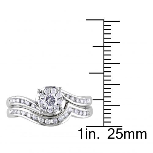  Miadora 10k White Gold 12ct TDW Diamond Bridal Ring Set by Miadora