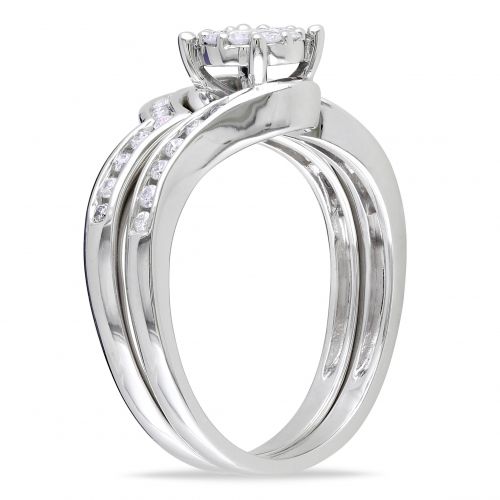  Miadora 10k White Gold 12ct TDW Diamond Bridal Ring Set by Miadora