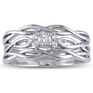 Miadora Signature Collection 10k White Gold 1/6ct TDW Diamond Infinity Bridal Ring Set by Miadora