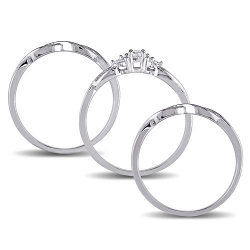  Miadora Signature Collection 10k White Gold 16ct TDW Diamond Infinity Bridal Ring Set by Miadora