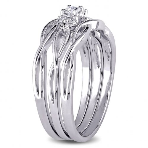  Miadora Signature Collection 10k White Gold 16ct TDW Diamond Infinity Bridal Ring Set by Miadora