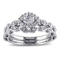 Miadora 10k White Gold 12ct TDW Diamond Bridal Ring Set (G-H, I2-I3) by Miadora