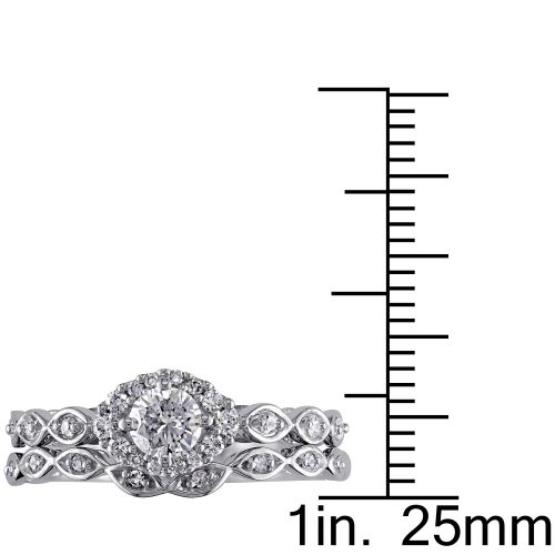  Miadora 10k White Gold 12ct TDW Diamond Bridal Ring Set (G-H, I2-I3) by Miadora