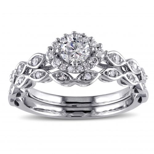  Miadora 10k White Gold 12ct TDW Diamond Bridal Ring Set (G-H, I2-I3) by Miadora