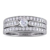 Miadora Sterling Silver 5/8ct TDW Diamond Bridal Ring Set by Miadora