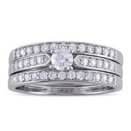 Miadora Sterling Silver 58ct TDW Diamond Bridal Ring Set by Miadora