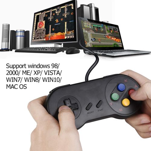  [아마존베스트]iNNEXT 2 x SNES USB Controller Gamepad Joypad SNES Controller Joystick for Windows PC Mac Raspberry Pi (Multi-Colour Keys)