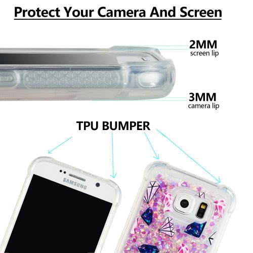  Miagon Fluessig Huelle fuer Samsung Galaxy S7 Edge,Glitzer Weich Treibsand Handyhuelle Glitter Quicksand Silikon TPU Bumper Schutzhuelle Case Cover-Diamanten