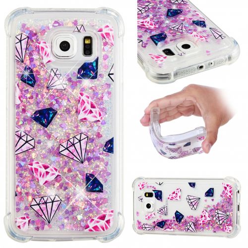  Miagon Fluessig Huelle fuer Samsung Galaxy S7 Edge,Glitzer Weich Treibsand Handyhuelle Glitter Quicksand Silikon TPU Bumper Schutzhuelle Case Cover-Diamanten