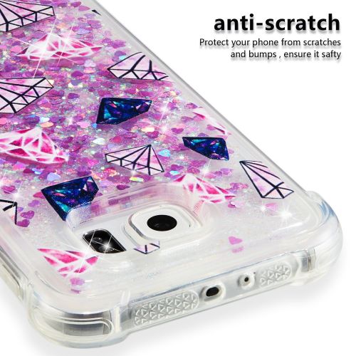  Miagon Fluessig Huelle fuer Samsung Galaxy S7 Edge,Glitzer Weich Treibsand Handyhuelle Glitter Quicksand Silikon TPU Bumper Schutzhuelle Case Cover-Diamanten