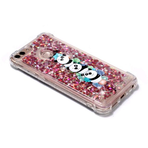  Miagon Fluessig Huelle fuer Huawei P Smart,Glitzer Weich Treibsand Handyhuelle Glitter Quicksand Silikon TPU Bumper Schutzhuelle Case Cover-Suess Panda