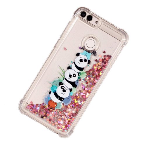  Miagon Fluessig Huelle fuer Huawei P Smart,Glitzer Weich Treibsand Handyhuelle Glitter Quicksand Silikon TPU Bumper Schutzhuelle Case Cover-Suess Panda