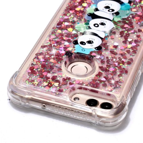  Miagon Fluessig Huelle fuer Huawei P Smart,Glitzer Weich Treibsand Handyhuelle Glitter Quicksand Silikon TPU Bumper Schutzhuelle Case Cover-Suess Panda